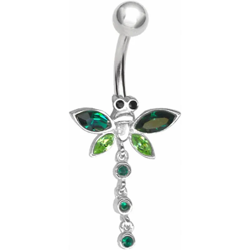 Piercing nombril Libellule Crystal Swarovski Vert
