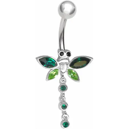 Piercing nombril Libellule Crystal Swarovski Vert