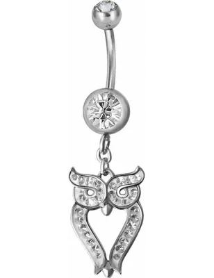 Piercing nombril hibou Crystal Swarovski blanc