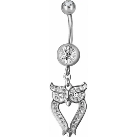 Piercing nombril hibou Crystal Swarovski blanc
