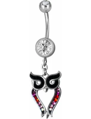 Piercing nombril hibou Crystal Swarovski multicolore