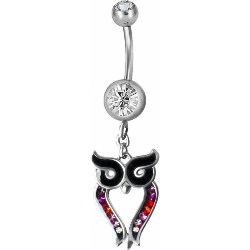 Piercing nombril hibou Crystal Swarovski multicolore