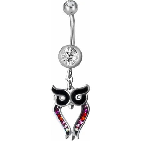 Piercing nombril hibou Crystal Swarovski multicolore