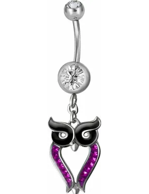 Piercing nombril hibou Crystal Swarovski fuchsia