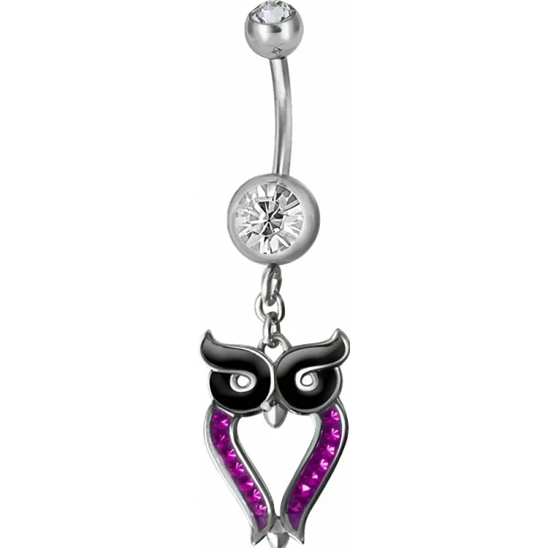Piercing nombril hibou Crystal Swarovski fuchsia