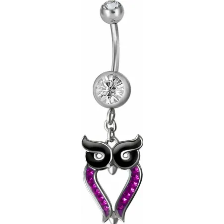 Piercing nombril hibou Crystal Swarovski fuchsia