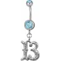 Piercing nombril chiffre 13 Swarovski turquoise Piercing nombril chiffre 13 Swarovski turquoise