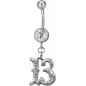 Piercing nombril chiffre 13 Swarovski blanc