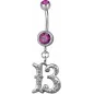 Piercing nombril chiffre 13 Swarovski fuchsia Piercing nombril chiffre 13 Swarovski fuchsia