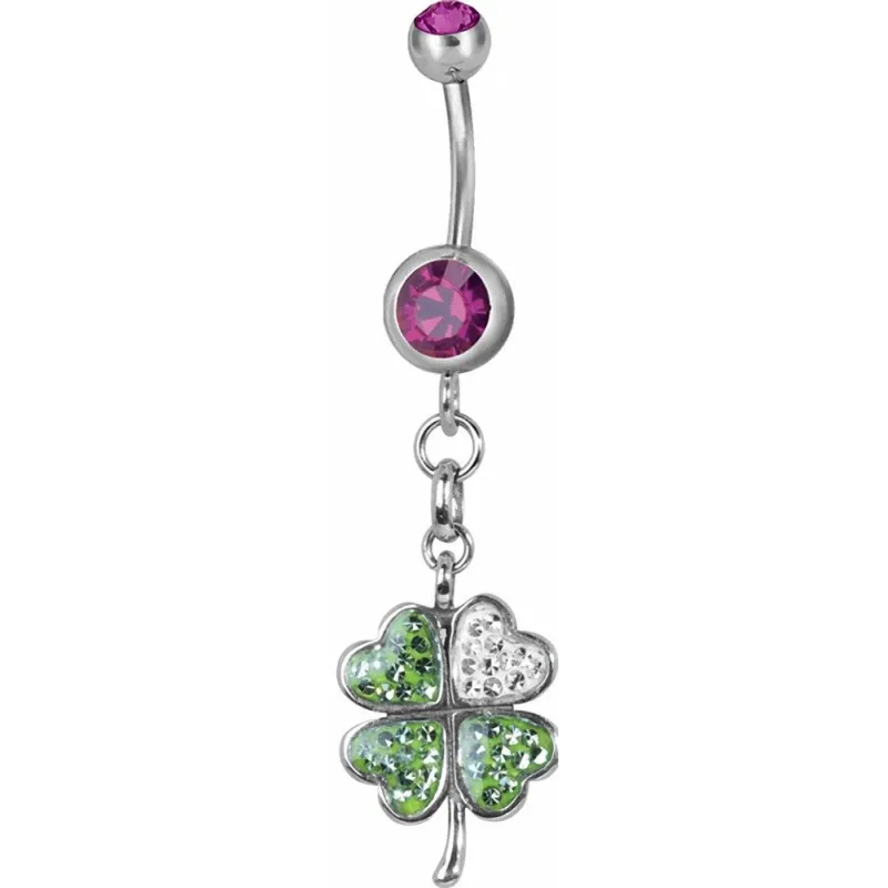 Piercing nombril trèfle Swarovski fuchsia Piercing nombril trèfle Swarovski fuchsia