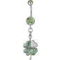 Piercing nombril trèfle Swarovski vert