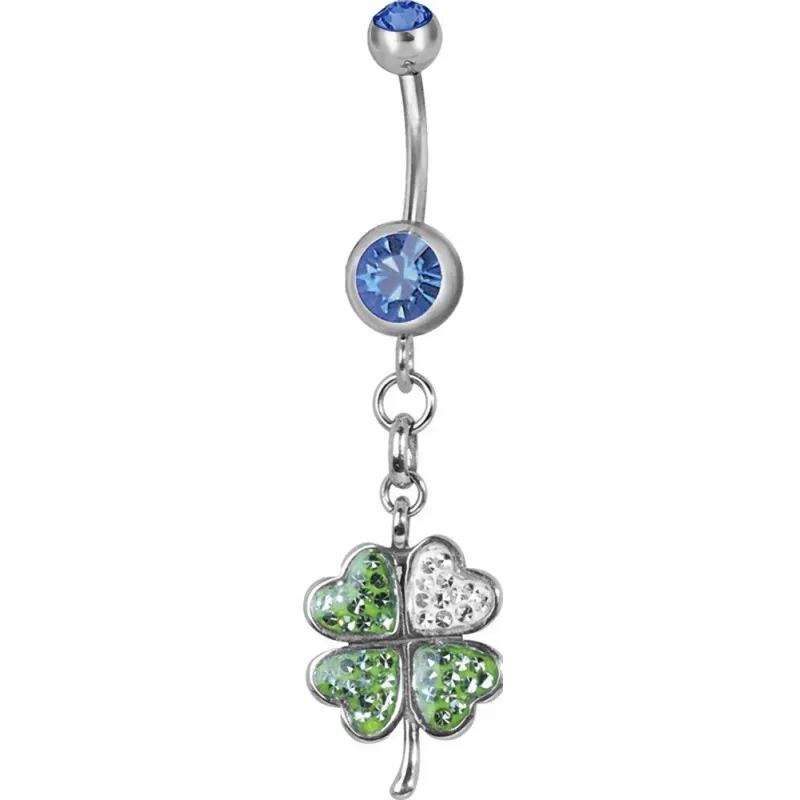 Piercing nombril trèfle Swarovski bleu Piercing nombril trèfle Swarovski bleu