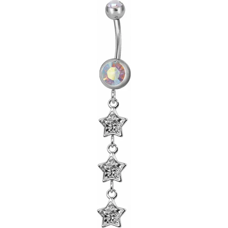 Piercing nombril triple étoile Swarovski aurore boréale