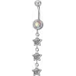 Piercing nombril triple étoile Swarovski aurore boréale