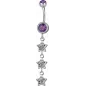 Piercing nombril triple étoile Swarovski violet