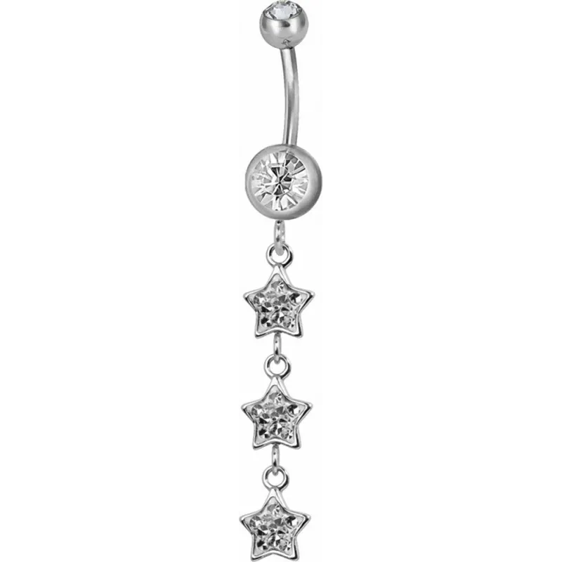 Piercing nombril triple étoile Swarovski blanc