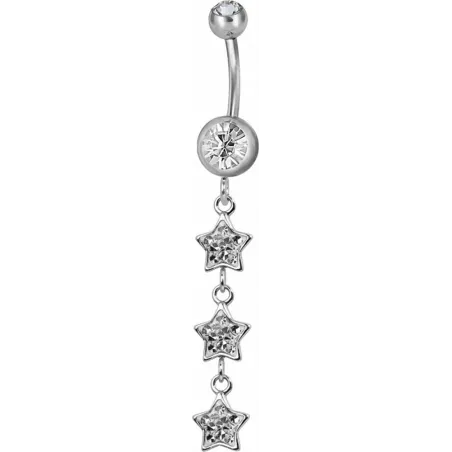 Piercing nombril triple étoile Swarovski blanc