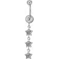 Piercing nombril triple étoile Swarovski blanc