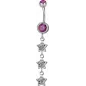 Piercing nombril triple étoile Swarovski fuchsia