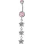 Piercing nombril triple étoile Swarovski rose