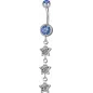 Piercing nombril triple étoile Swarovski bleu