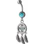 Piercing nombril attrape rêve opale turquoise et Swarovski
