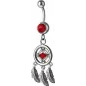 Piercing nombril attrape rêve opale rouge et Swarovski