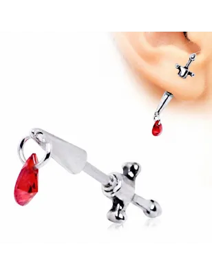 Piercing faux écarteur oreille dague médiévale