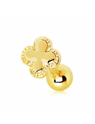 Piercing cartilage plaqué or trèfle royal