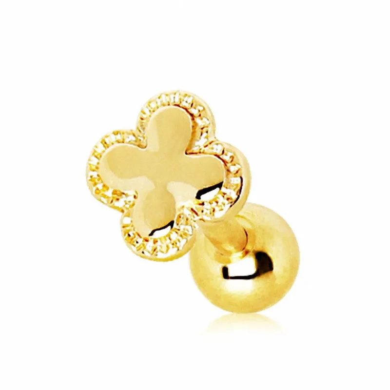 Piercing cartilage plaqué or trèfle royal