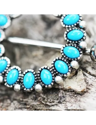 Piercing téton bouclier turquoise