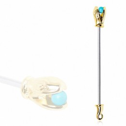 Piercing industriel serpent doré turquoise