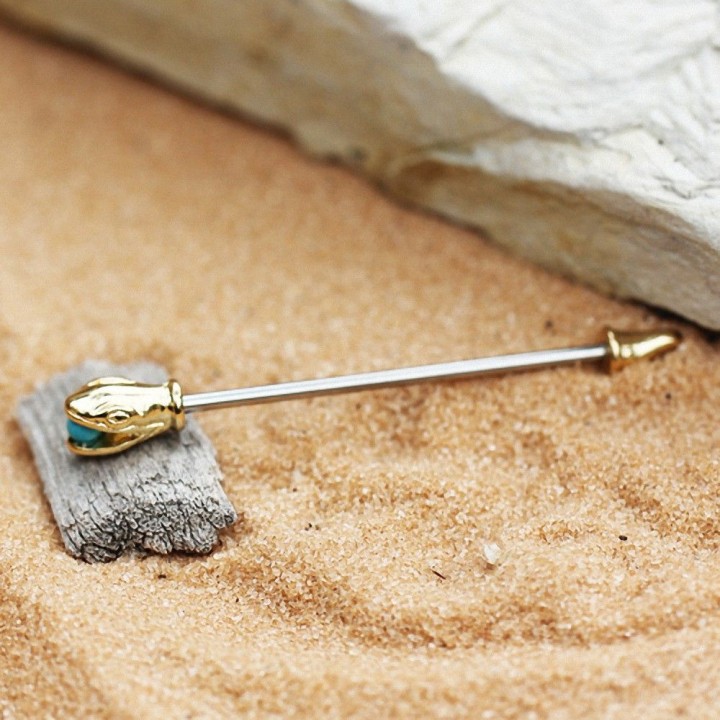 Piercing industriel serpent doré turquoise