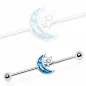 Piercing oreille industriel lune opale bleue