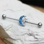 Piercing oreille industriel lune opale bleue