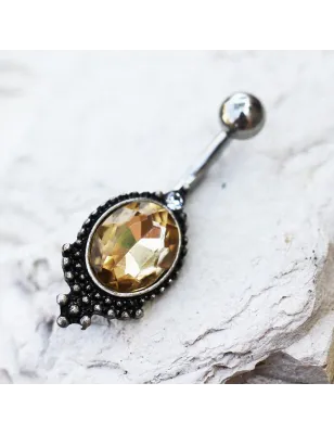 Piercing nombril antique pierre topaze