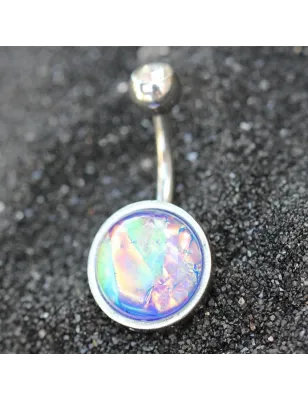 Piercing nombril rainbow opale de synthèse