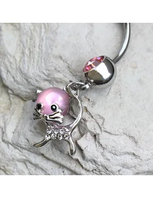 Piercing nombril chaton pierre oeil de chat