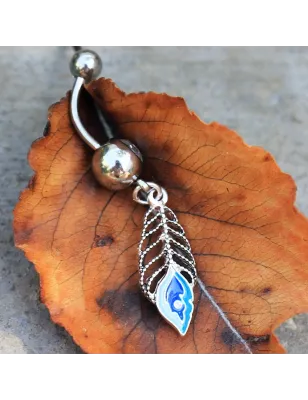 Piercing nombril plume de paon