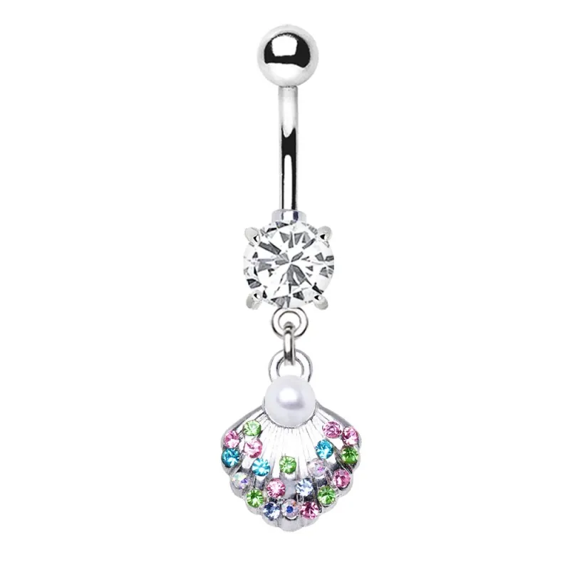 Piercing nombril coquillage et perle