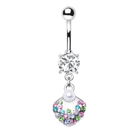 Piercing nombril coquillage et perle
