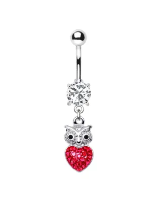 Piercing nombril hibou coeur rouge