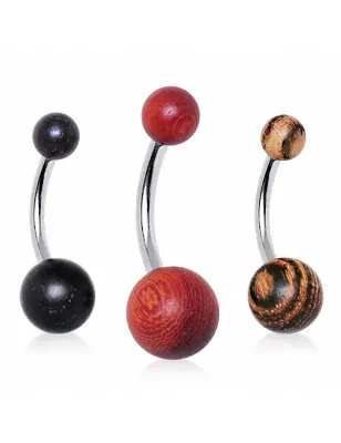 Piercing nombril boules en bois