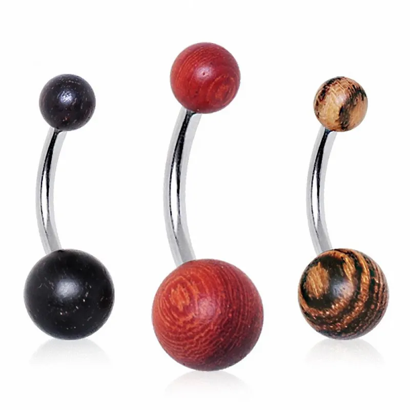 Piercing nombril boules en bois