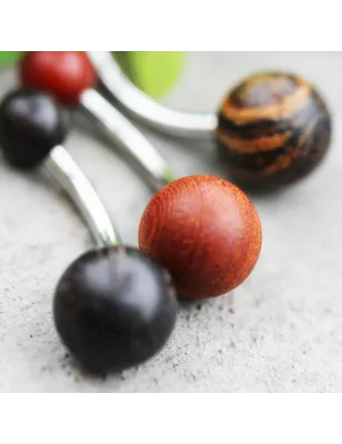 Piercing nombril boules en bois