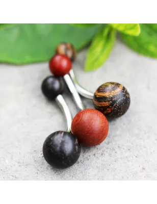 Piercing nombril boules en bois