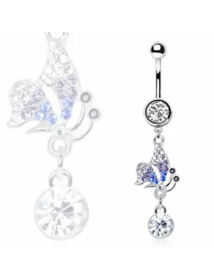 Piercing nombril pendentif papillon gemmes