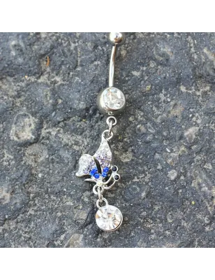 Piercing nombril pendentif papillon gemmes