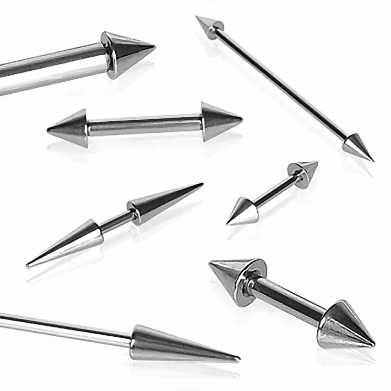 Piercing barbell oreille téton en acier avec spikes
