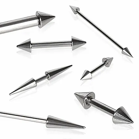 Piercing barbell téton en acier avec spikes